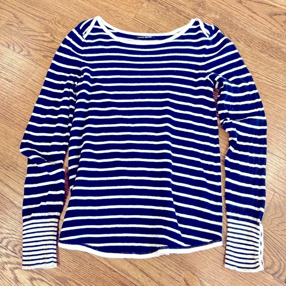 Lucky Brand Blue and White Striped Sweater